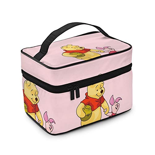 Bolsa de maquillaje, bonita bolsa de cosméticos portátil Winnie de viaje, bolsa grande de malla, organizador de brochas de maquillaje, para mujeres y niñas