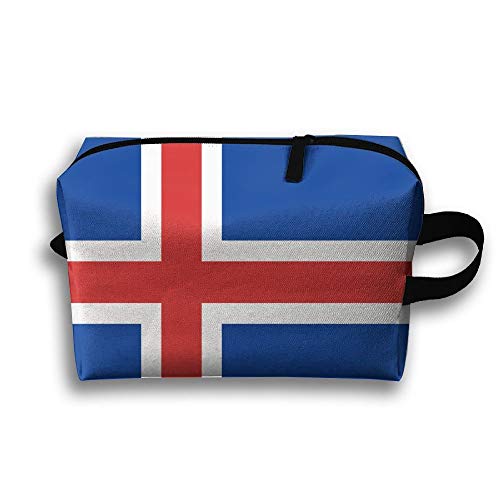 Bolsa de maquillaje portátil La bandera islandesa Bolsas de cosméticos de viaje para regalos para mujeres jóvenes