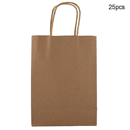 Bolsa de regalo Bolsas de compras de papel kraft al por menor Caramelo del favor del caramelo de chocolate con asa para bodas Compras 25 PCS (Kraft)