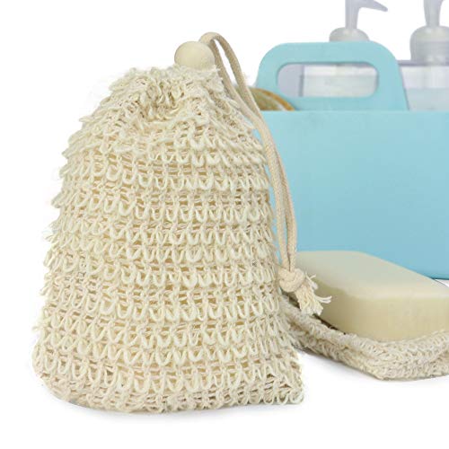 Bolsas de jabón de sisal natural - Juego de 10 | Ahorrador de jabón de red libre de plástico | Gel de baño exfoliante | Sacos con cordón | Sin Residuos | M&W