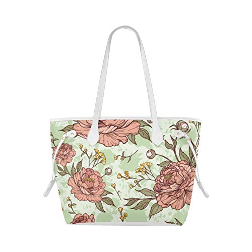 Bolsos de mujer Flor de peonía Olor romántico Bolso de mujer Bolso de mano para mujer Gran capacidad Resistente al agua con asa duradera