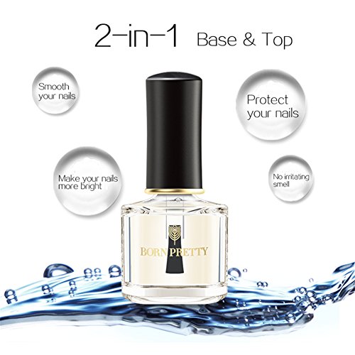 BORN PRETTY 6ml Fast Dry Base Coat Top Coat a base de agua 2-en-1 manicura laca de esmalte de uñas