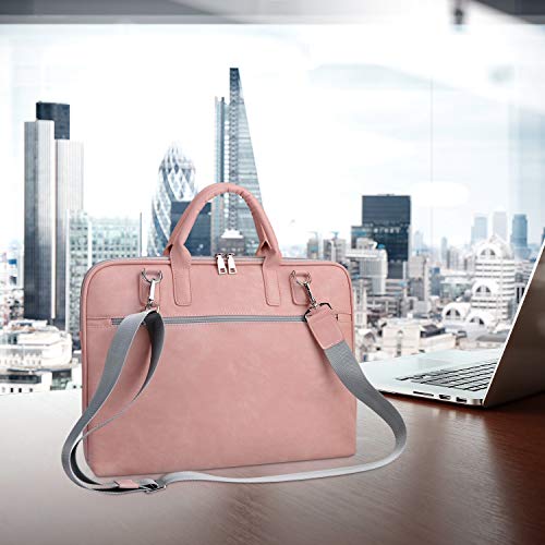 BOTRE 13-15.6 Pulgadas Bolso de Mujer Bandolera Ordenadores Multifuncional Maletín Hombre Funda para Portátil Macbook Air iPad Moda y Negocios (14 Pulgadas, Rosa)