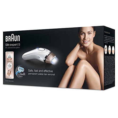 Braun Silk-expert IPL BD 5001 - Depiladora con luz pulsada intensa (IPL), con cable para uso sin interrupción, blanco/bronce + cuchilla Gillette Venus