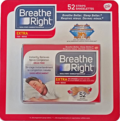 Breathe Right Extra Nasal Strip,(TAN), 52 Strips (Value Pack)