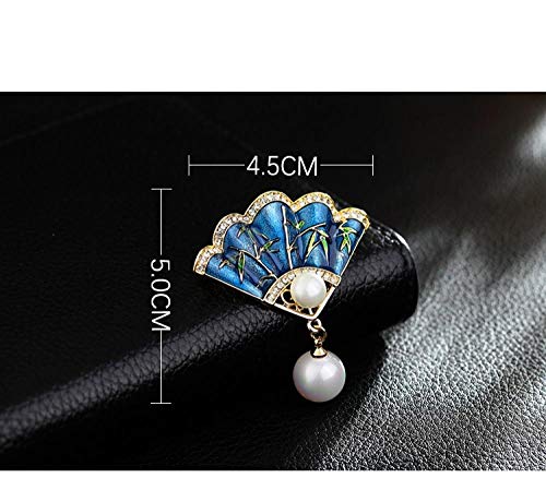 Brochebroche De Abanico Retro Broche Colgante De Mujer De Doble Uso Pin De Abrigo De Alta Gama Joyería De Estilo Étnico Clásico-Azul (Enviar Cadena)