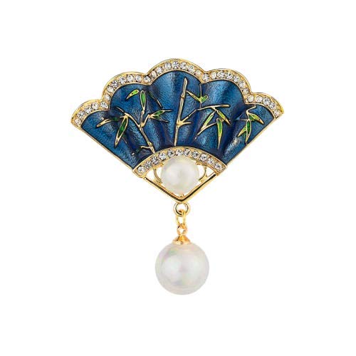 Brochebroche De Abanico Retro Broche Colgante De Mujer De Doble Uso Pin De Abrigo De Alta Gama Joyería De Estilo Étnico Clásico-Azul (Enviar Cadena)