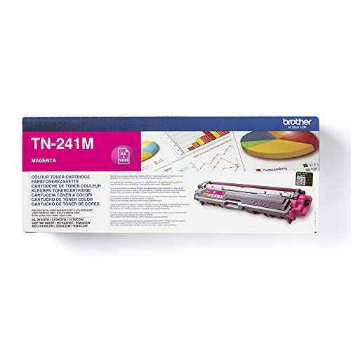 Brother TN241M - Cartucho de tóner magenta original para las impresoras HL3140CW, HL3150CDW, HL3170CDW, DCP9015CDW, DCP9020CDW, MFC9330CDW, MFC9140CDN y MFC9340CDW, Normal