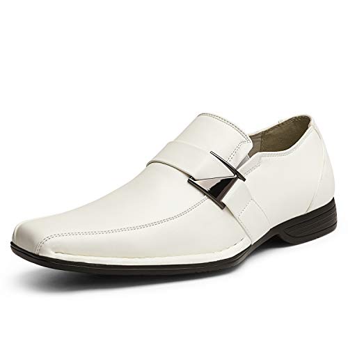 Bruno Marc Giorgio-3 Hombre Mocasines de Vestir Flexibles Cómodos Zapatos Blanco 44 EU/10.5 US