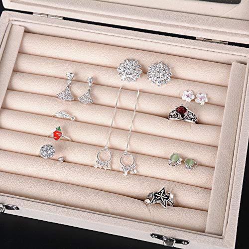 BUONDAC 2pcs Joyero de Madera Organizador Joyerías Caja Estuche de Almacenamiento para Joyas Anillos Bisutería Pendientes Collares Pulseras Aretes