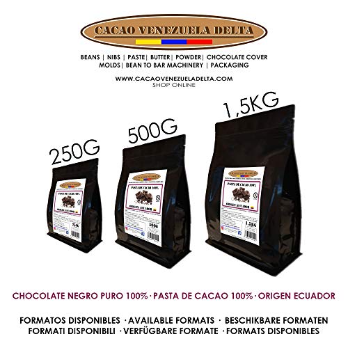 Cacao Venezuela Delta - Chocolate Negro Puro 100% · Origen Ecuador (Pasta, Masa, Licor De Cacao 100%) · 1,5kg