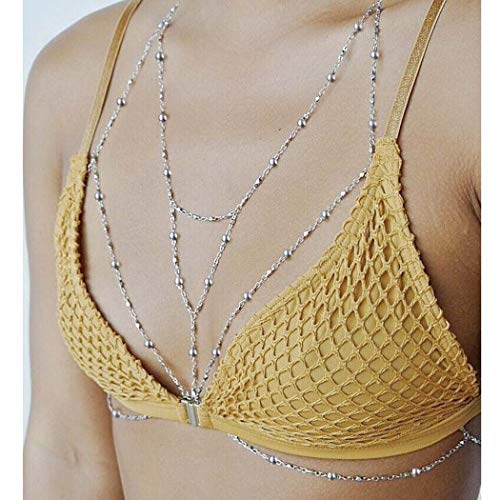 Cadena del cuerpo del vientre Bikini sexy de Yean con Crystal Cross Beach arnés Cintura Cadenas del vientre Collar esclavo para mujeres y niñas