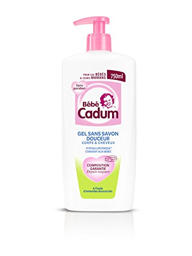 Cadum Gel Sans Savon Corps et Cheveux - champú de bebé (Almendra, Frasco dispensador, 750 ml)