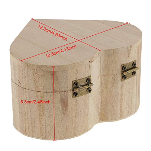 CAILI 2 Piezas Joyero de Madera en Forma de corazón,Caja de Almacenamiento,Caja de Madera,Caja de Madera Lisa,Caja de Madera para joyería para Guardar Maquillaje,Pendientes,Anillos