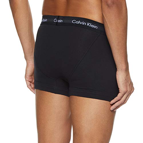 Calvin Klein Hombre - Pack de 3 bóxers de tiro medio - Cotton Stretch, Azul (Black/Blue Shadow/Cobalt Water Dtm Wb 4Ku), L, (Pack de 3)