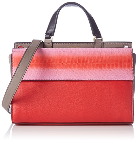 Calvin Klein Jeans SHARI SNAKE SMALL FLAP SatCHEL - Bolso con asas (25 x 17 x 12 cm), color Rojo, talla 25x17x12 cm (B x H x T)