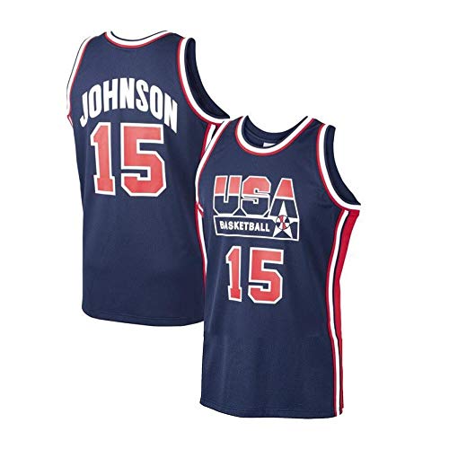 Camiseta Baloncesto Magic Johnson # 15 Camiseta De Baloncesto De La NBA De Los Hombres, Transpirable Resistente Al Desgaste Bordó La Camiseta Aptitud Camiseta De La Camisa Del Ventilador, L-XXL, L172X