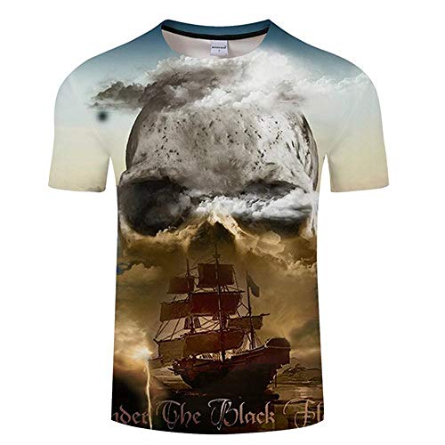 Camiseta Barco Calavera impresión 3D Camiseta Hombres Mujeres Camiseta Verano Casual Manga Corta Groot Streatwear asiáticos Tx487