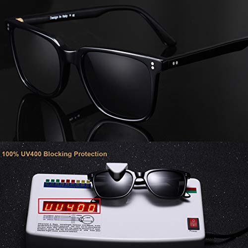 Carfia Gafas de Sol Hombre Mujer Polarizadas UV400 Protección Retro Acetato Marco Conducción Glasses