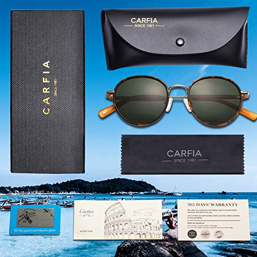 Carfia Gafas de sol Mujer Polarizadas Redondas con Protección UV para Conducir al Aire Libre