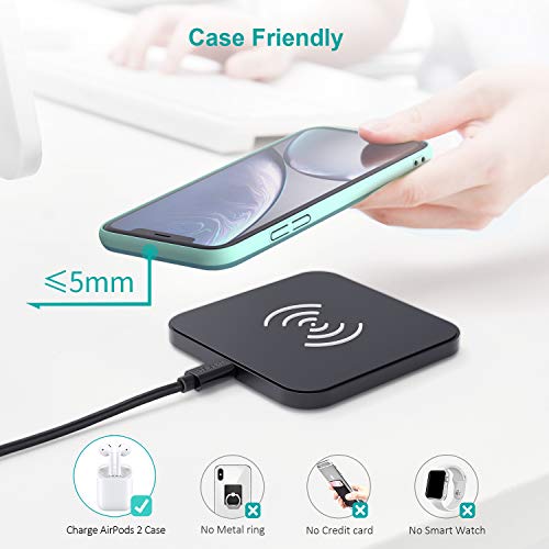 Cargador Inalámbrico Qi, CHOETECH Fast Wireless Charger, 7.5W para iPhone 11/11pro/SE 2020/X/XS MAX/XR/8, 10W Carga Rápida Samsung S20+/S10/S10+/S9/S8/Note10 y 5W Xiaomi 9/Huawei P30 Pro, Airpods2