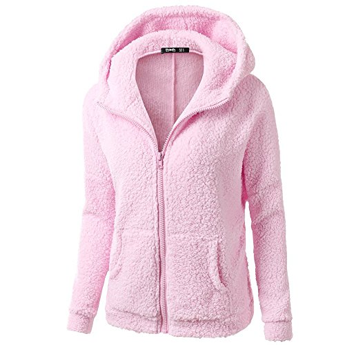 Chaqueta Mujeres de Invierno de Lana Cálida Cremallera Abrigo con Capucha Casual Suéter Abrigo de Algodón Outwear Hoodie riou