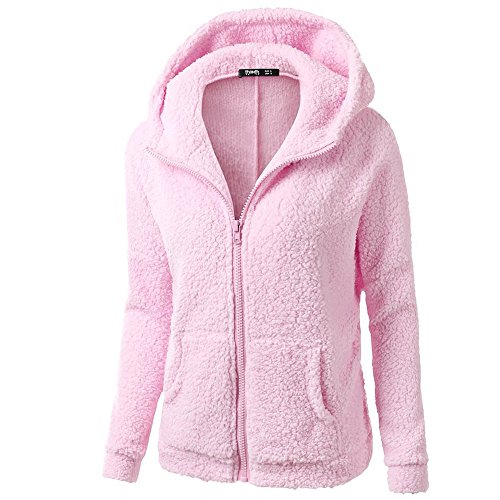 Chaqueta Mujeres de Invierno de Lana Cálida Cremallera Abrigo con Capucha Casual Suéter Abrigo de Algodón Outwear Hoodie riou