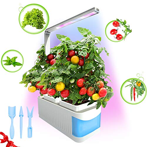 CHEE MONG Smart Hydroponics Herb Garden Lights, Suitable for All Plants, Kit Mini Growing Plant LED Light, As Desk Lamp for Your Reading Lights - Seeds Not Included - (Blue)