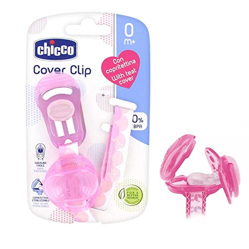 CHICCO Physio Soft, Pack de 2 Rose Girls Chupetes de Silicona, 0-6 m + CHICCO Easy Clip soft