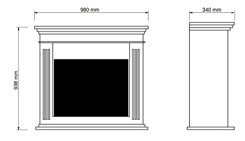 Chimenea falsa en color crema blanco 844 rubyfires Elda Optiflame de madera DM lacado para insertos de chimenea Rubyfires Flandria, Lucius o Riano