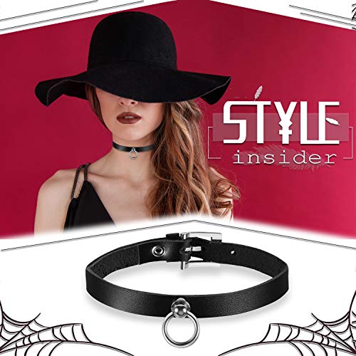 Choker Gargantilla Mujer Cuero Gótico Anillo Collar Punk Joyería Deligado Regalo Cumpleaños