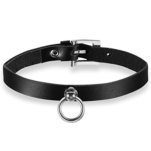 Choker Gargantilla Mujer Cuero Gótico Anillo Collar Punk Joyería Deligado Regalo Cumpleaños