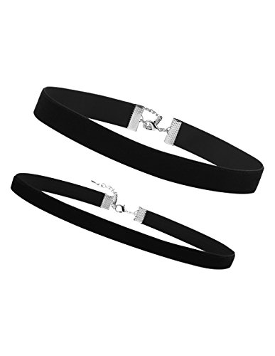 Choker Terciopelo Gargantilla Negro de Cinta para Mujeres y Chicas, 2 Piezas