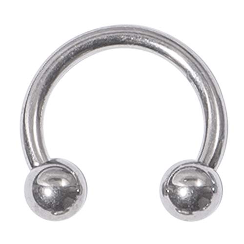 Circular de titanio pesas CBB colgante con forma de herradura. 1,2 mm de gran calibre 8 mm diámetro interno de 3 mm pelotas. Metal pulido efecto espejo. Good para borde de, ceja, nariz, con cara sonriente, la oreja o para el, rook, daith, helix, snug anti