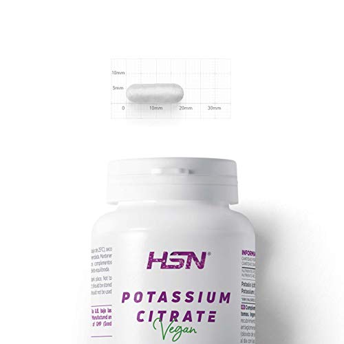 Citrato de Potasio de HSN | Potassium Citrate | 600mg de Potasio Elemental por Dosis Diaria | Alta Concentración | Vegano, Sin Gluten, Sin Lactosa, 120 Cápsulas Vegetales