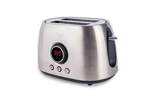 CLOEN Tostadora Pan 2 Rebanadas Ranuras Anchas de Tostadora, 800W, 6 Niveles Ajustables, 3 Funciones | Toaster de Pan de Acero Inoxidable con Bandeja Extraíble para Migas Easy Toaster