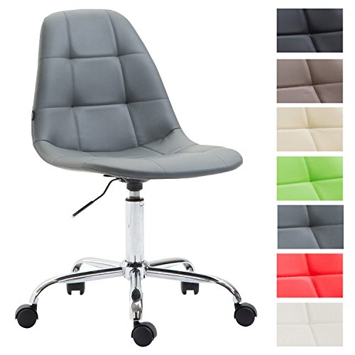 CLP Silla De Oficina Moderna Reims Tapizado En Cuero PU I Silla De Escritorio con Respaldo I Silla De Ordenador con Ruedas I Color: Gris