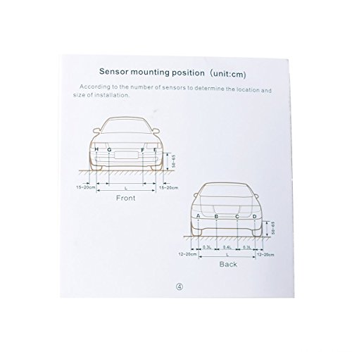 Cocar Coche Auto Vehículo Visual Reserva Radar Sistema con 4 Estacionamiento Sensores + Distancia Info Vídeo Salida + Sonido Advertencia (Gris Color)