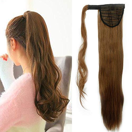 Coletas Postizas Largas Pelo Extensiones de Pelo 26"/66CM [ Sostenido Wrap Around ] Clips Antideslizante Ofrecido - Lisa