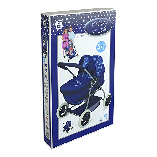 ColorBaby -  Cochecito de muñecas plegable 3 en 1 Baby Style, Azul(44919)