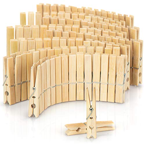 com-four® 120x Pinzas para Ropa Hechas de Madera - Pinzas de Madera Hechas de bambú - Pinzas para Colgar la Ropa (120 Piezas - bambú)