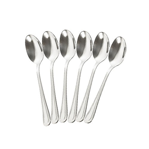 com-four® 6x Cucharas de Té de Acero Inox- Cubierto de Mesa Elegante en Diseño Sencillo- Cucharillas Café - Cucharitas Postre - Juego de Té - 13,7 cm