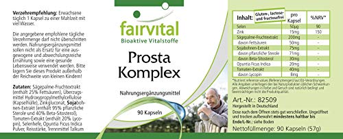 Complejo para la Próstata en Cápsulas - Prosta Complex - VEGANO - Saw Palmetto (Serenoa repens) + Selenio + Zinc + Licopeno + Esteroles vegetales + Beta-Sitosterol + Zinc + Nopal (Higo chumbo) - Dosis elevada - 90 Cápsulas - Calidad Alemana