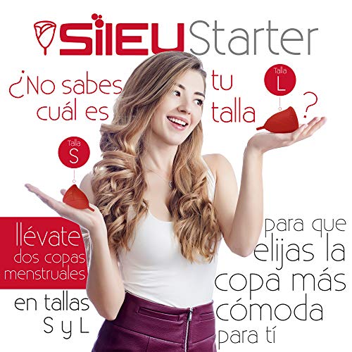 Copa Menstrual Sileu Cup Soft - Ayuda prevenir infecciones urinarias, cistitis, vejigas sensibles, calambres, cólicos menstruales - Disminuye dolor causado por menstruación - Talla S + L, Rojo