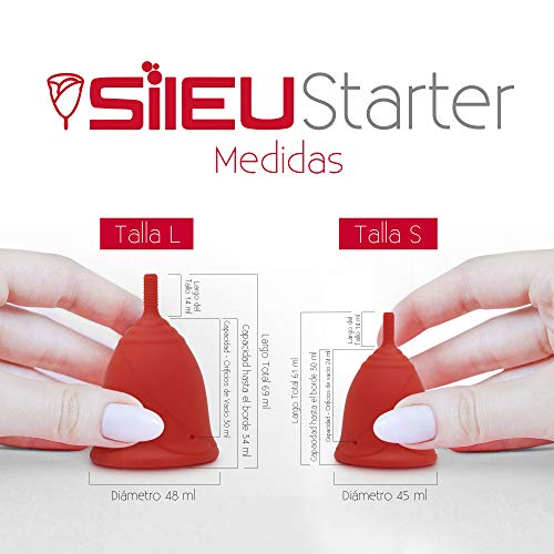 Copa Menstrual Sileu Cup Soft - Ayuda prevenir infecciones urinarias, cistitis, vejigas sensibles, calambres, cólicos menstruales - Disminuye dolor causado por menstruación - Talla S + L, Rojo