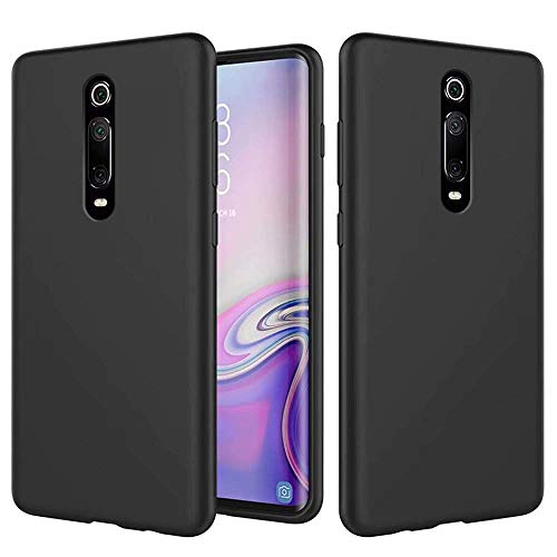 CoqueCase 2X Funda Xiaomi Mi 9T,Carcasa Silicona Líquido Suave Funda Xiaomi Mi 9T Antigolpes Cubierta Tapa Shock-Absorción y Resistente Protector Case Cover Rosa Negra