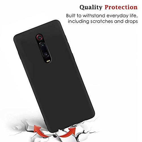 CoqueCase 2X Funda Xiaomi Mi 9T,Carcasa Silicona Líquido Suave Funda Xiaomi Mi 9T Antigolpes Cubierta Tapa Shock-Absorción y Resistente Protector Case Cover Rosa Negra