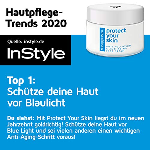 Crema de día anticontaminación Protect Your Skin con un filtro de luz azul contra los daños de la piel causados por la radiación de los teléfonos móviles - crema facial no comedogénica, no grasa