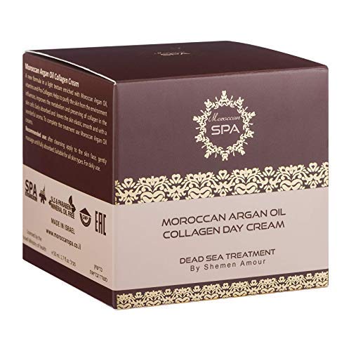 Crema facial para todos los Skins de Colágeno Day, 50 ml, crema hidratante orgánica para mujeres con minerales de mar muerto y aceite de argán marroquí de Moroccan SPA