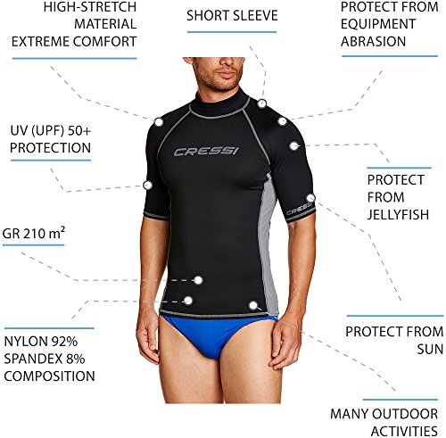 Cressi Rash Guard Man, Hombre, Negro (Negro/Gris) , M